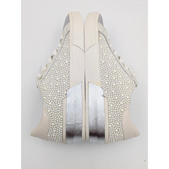 Dolce Vita Zina Crystal Sneakers Women's Low Top Leather Ivory Size US7.5 EU38 - Picture 6 of 8